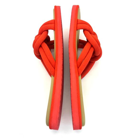 Rothy's The Summer Sandal Knot Slide Red Cushioned Flat 9.5 Square Toe - Picture 3 of 7